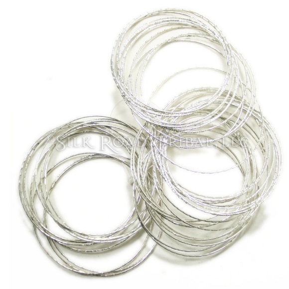 Silver tone bangle bracelet stack - Picture 1 of 1